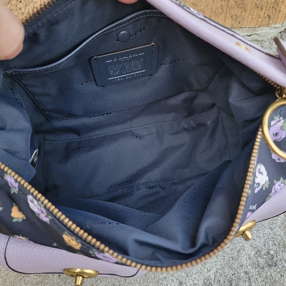 Coach Cargo Vintage Floral Rose Nylon Leather Turnlock Shoulder Bag - Picture 15 of 16